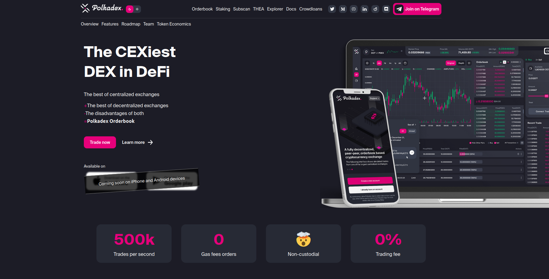 Polkadex, layout with animations (React / NextJS) 